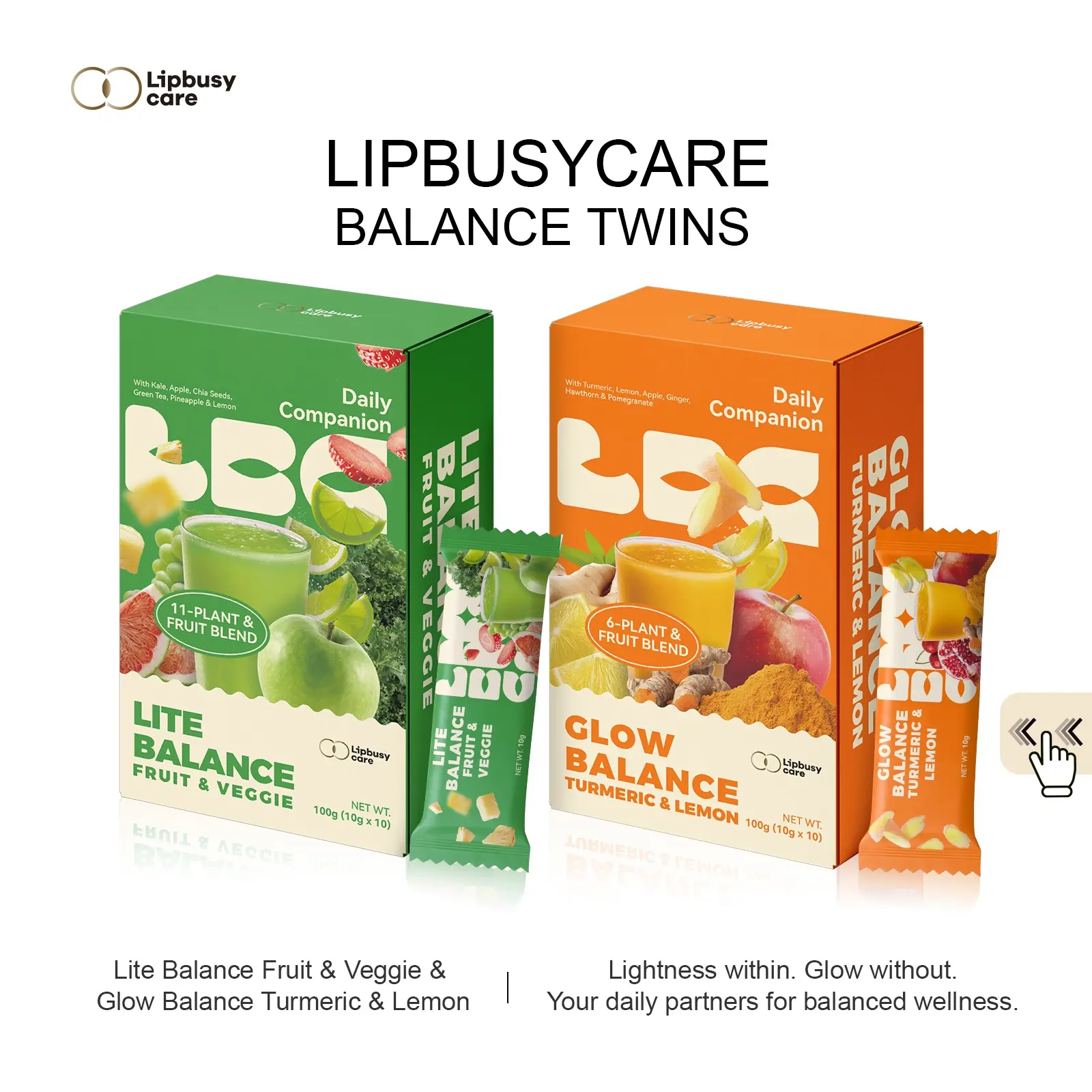 2f5f741419fa4502a7a847d26ada0f9a~tplv-aphluv4xwc-crop-webp_1600_1600 LIPBUSYCARE LITE & GLOW Daily Wellness Ritual - A Perfect Pair of Turmeric-Ginger Lemon Sip & Fruity Kale-Chia Fiber Blend. - Image 1